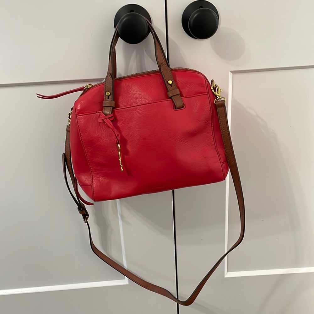 Fossil Red Leather Rachel Satchel